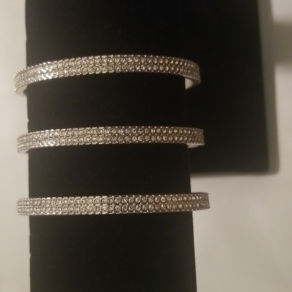 Women's Vince Camuto Cuff Bracelet with Rhinestones; Silvertone; One Size
